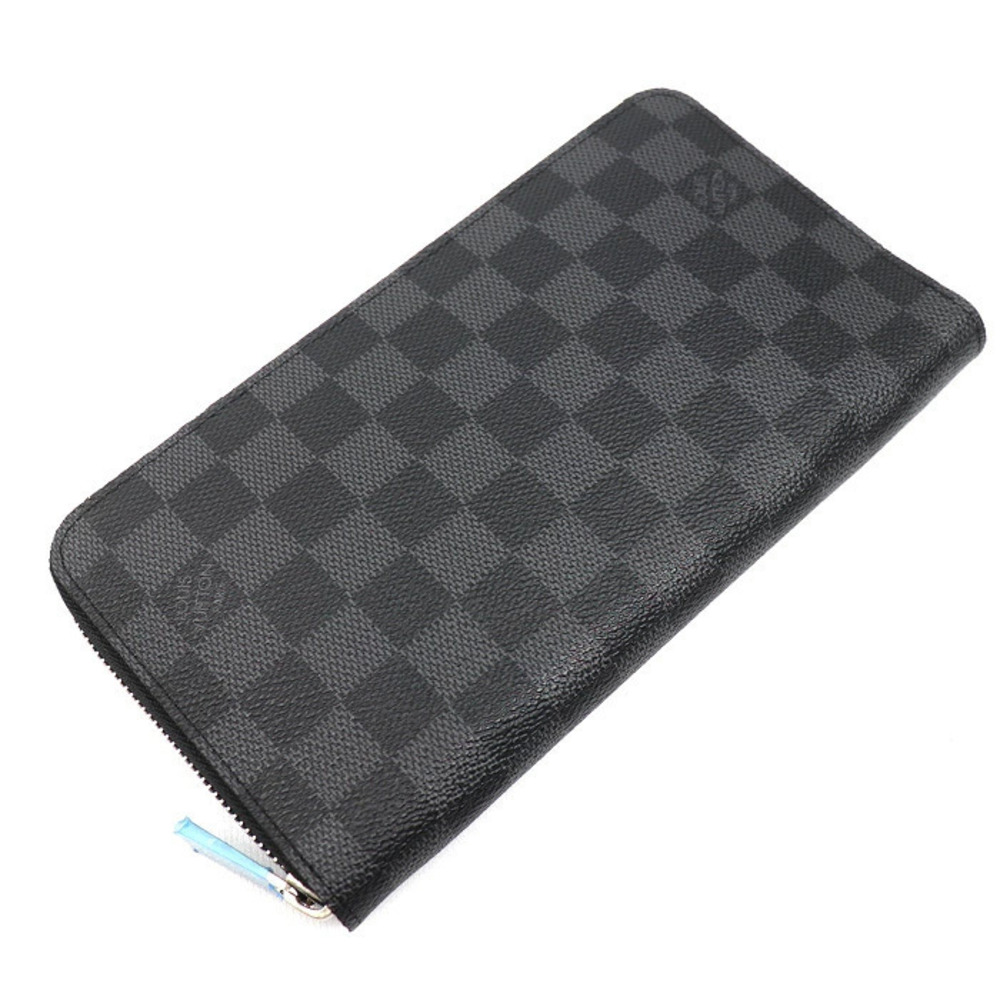 Louis Vuitton Zippy Wallet Organizer Wallet Round Canvas Leather Graphite Black
